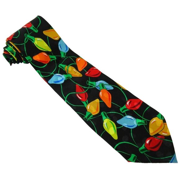 Christmas Silk Tie Festive Holiday Novelty Necktie 90s Cheerful Whimsical - Picture 3 of 4